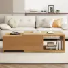 Mordel 100 cm - 180 cm Rectangle Extendable Natural Wood Coffee Table with Storage