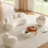 Suncurve 210 cm Performance Leather Curved Upholstered Sofa with Pillows – Seater White