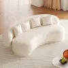 Suncurve 210 cm Performance Leather Curved Upholstered Sofa with Pillows – Seater White