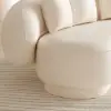 Suncurve 210 cm Performance Leather Curved Upholstered Sofa with Pillows – Seater White
