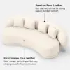 Suncurve 210 cm Performance Leather Curved Upholstered Sofa with Pillows – Seater White