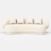 Suncurve 210 cm Performance Leather Curved Upholstered Sofa with Pillows – Seater White