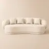 Suncurve 210 cm Performance Leather Curved Upholstered Sofa with Pillows – Seater White