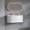900mm Floating Curved Bathroom Vanity Set of 2 Half-Circle Bathroom Cabinet White