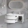 900mm Floating Curved Bathroom Vanity Set of 2 Half-Circle Bathroom Cabinet White