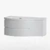 900mm Floating Curved Bathroom Vanity Set of 2 Half-Circle Bathroom Cabinet White
