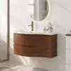 900mm Floating Curved Bathroom Vanity Set of 2 Half-Circle Bathroom Cabinet Walnut