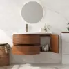 900mm Floating Curved Bathroom Vanity Set of 2 Half-Circle Bathroom Cabinet Walnut