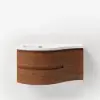 900mm Floating Curved Bathroom Vanity Set of 2 Half-Circle Bathroom Cabinet Walnut