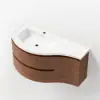 900mm Floating Curved Bathroom Vanity Set of 2 Half-Circle Bathroom Cabinet Walnut