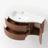 900mm Floating Curved Bathroom Vanity Set of 2 Half-Circle Bathroom Cabinet Walnut