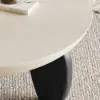 Curva 37" Round Concrete-Look Fiberglass Coffee Table with Wood Legs – Beige – Walnut – Black