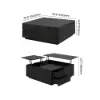 100 cm Square Dual Lift-Top Black Coffee Table with Sintered Stone Top & Storage