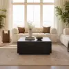 100 cm Square Dual Lift-Top Black Coffee Table with Sintered Stone Top & Storage