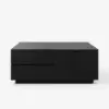 100 cm Square Dual Lift-Top Black Coffee Table with Sintered Stone Top & Storage