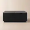 100 cm Square Dual Lift-Top Black Coffee Table with Sintered Stone Top & Storage