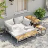 Slatera 4-Piece Outdoor Acacia & Aluminium Modular Sofa Set in Light Grey