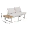 Slatera 4-Piece Outdoor Acacia & Aluminium Modular Sofa Set in Light Grey