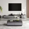 Fero Mid Century 1200 mm Gray Rectangular Coffee Table with 4 Drawers