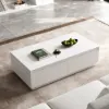 Fero Mid Century 1200 mm White Rectangular Coffee Table with 4 Drawers