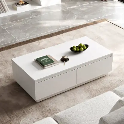 Picture of Fero Mid Century 1200 mm White Rectangular Coffee Table with 4 Drawers