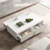 Fero Mid Century 1200 mm White Rectangular Coffee Table with 4 Drawers