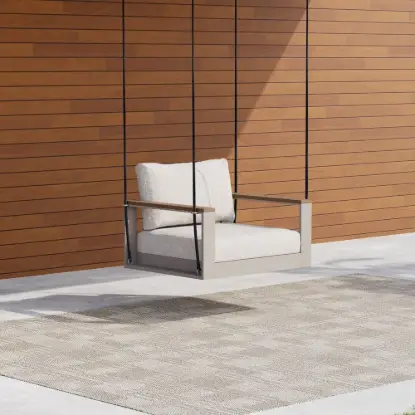 Tevara Outdoor Teak & Aluminium 1-Seater Swing Sofa in Sand