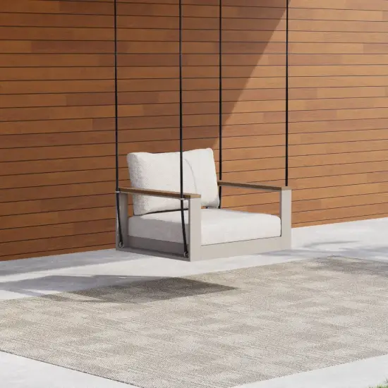 Tevara Outdoor Teak & Aluminium 1-Seater Swing Sofa in Sand