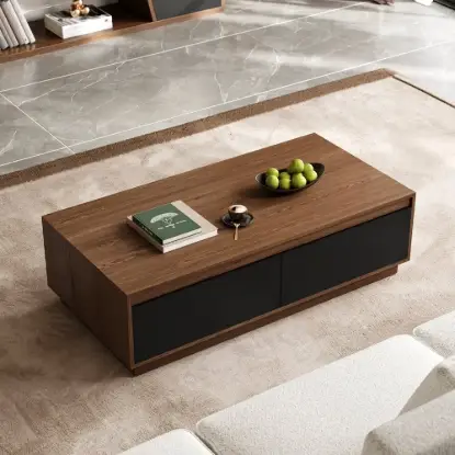 Picture of Fero Mid-Century 120 cm Black & Walnut Rectangular Coffee Table with 4 Drawers