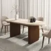 Fluve 160 - 200 cm Extendable Oval Matt Travertine Dining Table Butterfly Leaf, Seats 4-6