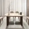 Fluve 160 - 200 cm Extendable Oval Matt Travertine Dining Table Butterfly Leaf, Seats 4-6