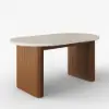 Fluve 160 - 200 cm Extendable Oval Matt Travertine Dining Table Butterfly Leaf, Seats 4-6