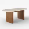 Fluve 160 - 200 cm Extendable Oval Matt Travertine Dining Table Butterfly Leaf, Seats 4-6