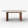 Fluve 160 - 200 cm Extendable Oval Matt Travertine Dining Table Butterfly Leaf, Seats 4-6