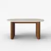 Fluve 160 - 200 cm Extendable Oval Matt Travertine Dining Table Butterfly Leaf, Seats 4-6
