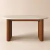 Fluve 160 - 200 cm Extendable Oval Matt Travertine Dining Table Butterfly Leaf, Seats 4-6