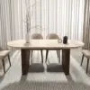 Fluve 200 - 2 cm Extendable Oval Matt Travertine Dining Table, Seats 6-8