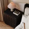 Florva Ash Wood 2-Drawer Nightstand with Faux Travertine-Top – Sintered Stone