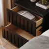 Florva Ash Wood 2-Drawer Nightstand with Faux Travertine-Top – Sintered Stone