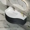 900mm Floating Curved Bathroom Vanity Set of 2 Half-Circle Bathroom Cabinet Black