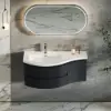 900mm Floating Curved Bathroom Vanity Set of 2 Half-Circle Bathroom Cabinet Black