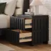 Picture of Florva Ash Wood 2-Drawer Nightstand with Faux Travertine Top Set of 2 – Sintered Stone