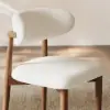Modern Rubber Wood Walnut Dining Chair with Boucle Upholstery Set of 2 – Warm White – AUD-H2040