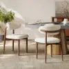 Modern Rubber Wood Walnut Dining Chair with Boucle Upholstery Set of 2 – Warm White – AUD-H2041