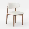 Modern Rubber Wood Walnut Dining Chair with Boucle Upholstery Set of 2 – Warm White – AUD-H2041