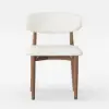 Modern Rubber Wood Walnut Dining Chair with Boucle Upholstery Set of 2 – Warm White – AUD-H2041