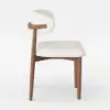 Modern Rubber Wood Walnut Dining Chair with Boucle Upholstery Set of 2 – Warm White – AUD-H2041