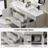 Modern 59" White Floating Double Bathroom Vanity with Sintered Stone Top and Sink – Silver Handles