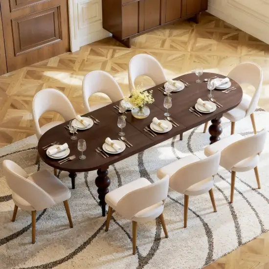 Mid-Century Modern 200 - 240 cm Extendable Walnut Oval Dining Table, Seats 6–10