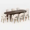 Mid-Century Modern 200 - 240 cm Extendable Walnut Oval Dining Table, Seats 6–10